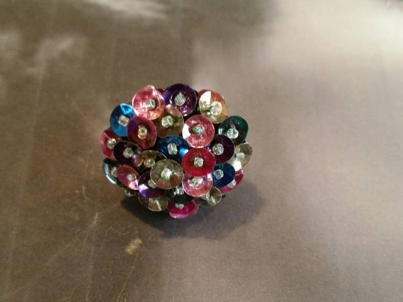 cluster of Sequins Multi Colors Screw Back Vintage Earrings