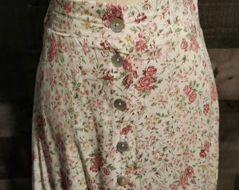 Vintage 1990's Floral Maxi Skirt by Roxbury Clothing Company - Country Floral Skirt - S/M See Measurments