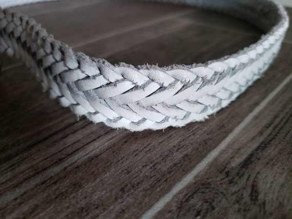 Vintage 1990's White Braided Leather Belt by Chic… - image 4