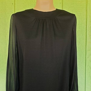 Vintage Black Cocktail Shift Dress With Sheer Bishop Sleeves - Etsy