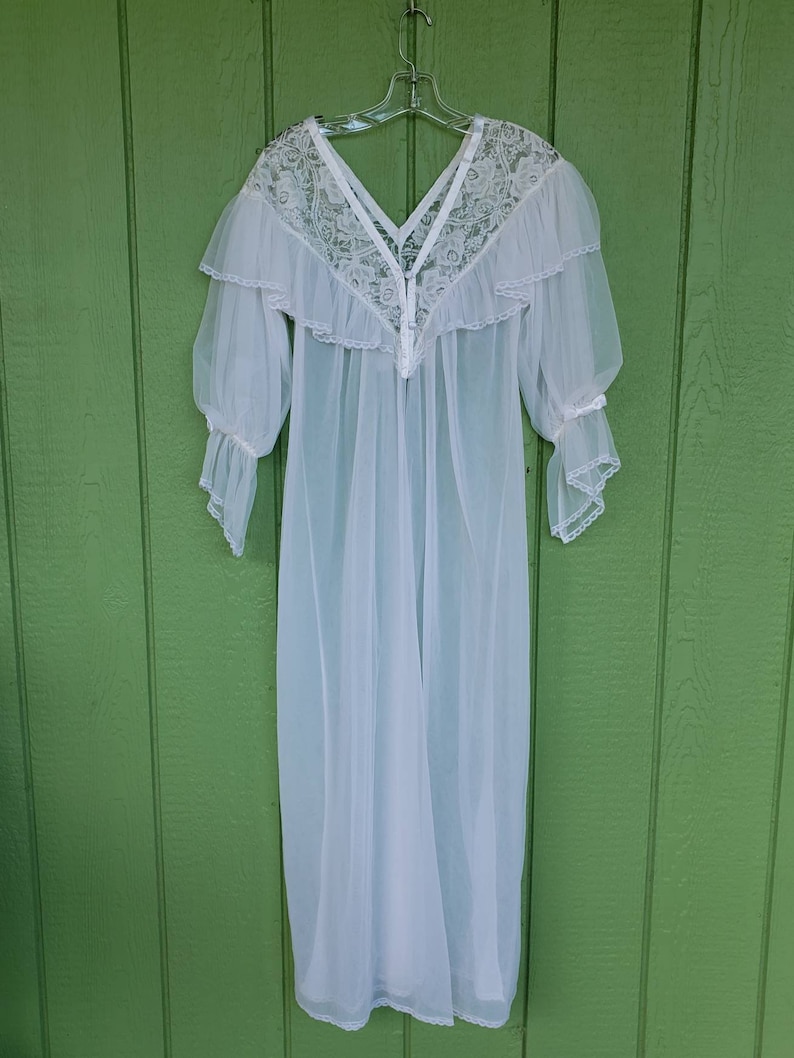 Vintage Sheer Robe by Lily of France Lace Accents Satin - Etsy