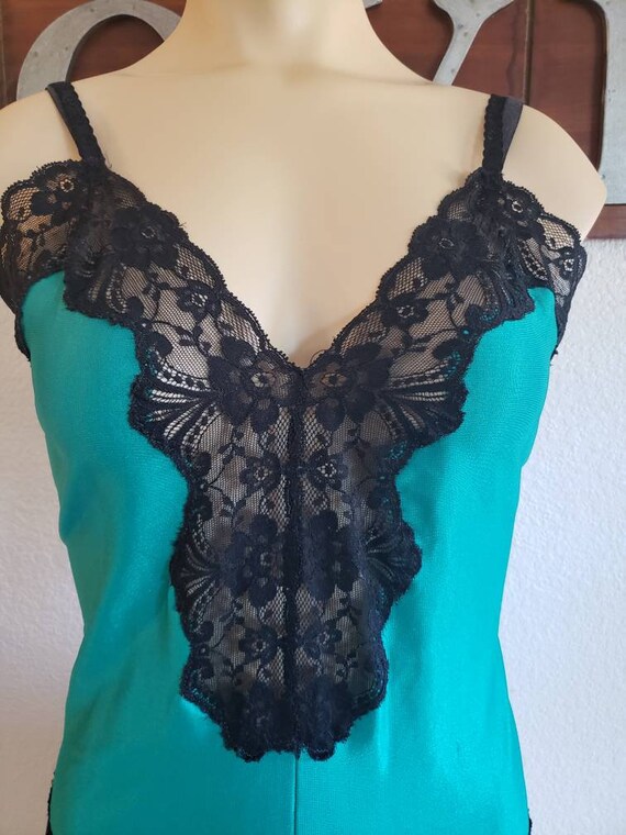 Vintage Sexy Teddy by Guy Laroche | Teal and Blac… - image 3