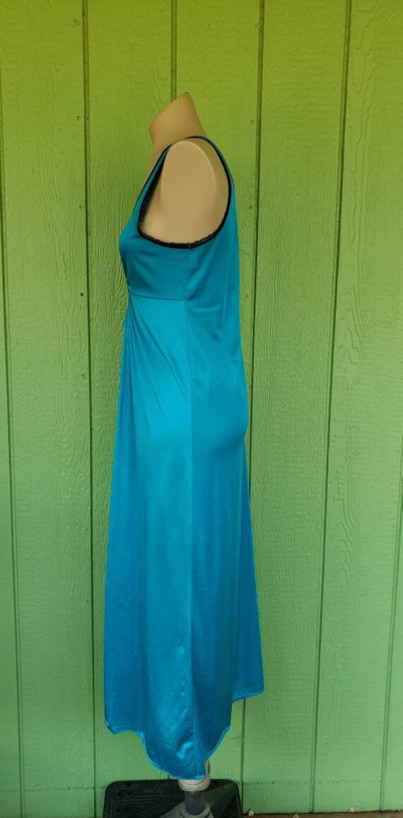 Vintage Lady Ronte Nylon Long Nightgown | Teal an… - image 4