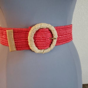 Vintage Red Woven Stretch Belt | Wide Red Woven Belt 