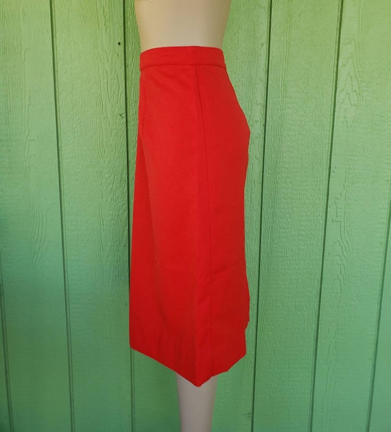 Vintage 1970's Red Skirt | Hand Made Knee Skirt |… - image 3