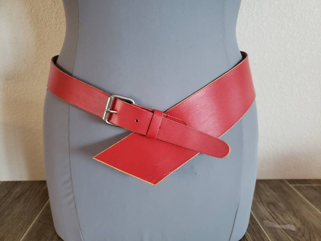 Vintage Wide Red Belt by RB Belts Nonleather Waist Belt 1970's Wide