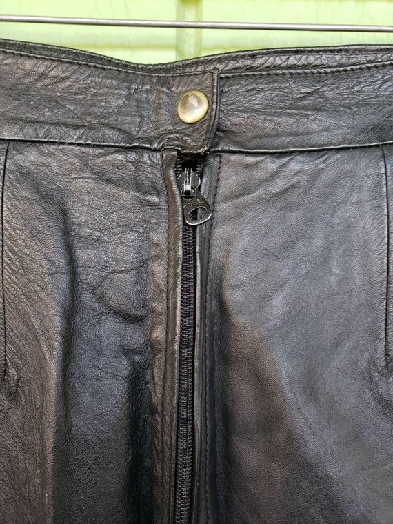 Vintage 1980's Black Leather Skirt | 1980's Leath… - image 6