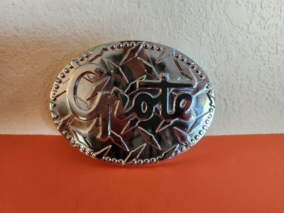 Vintage Belt Buckle | Large Heavy Diamond Plate Style Belt Buckle with GROTE | 5" X 3.5"