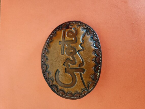 Vintage Leather Grote Belt Buckle - Large Grote Buckle View 2