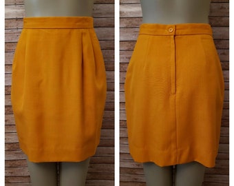 Vintage Orange Mini Skirt | Orange Mini Skirt | Fitted Waist Office Skirt | 80's to 90's Short Skirt | 26" Waist