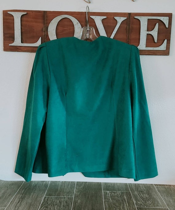 Vintage Warm Green Blazer with Print Trim | Anoth… - image 2