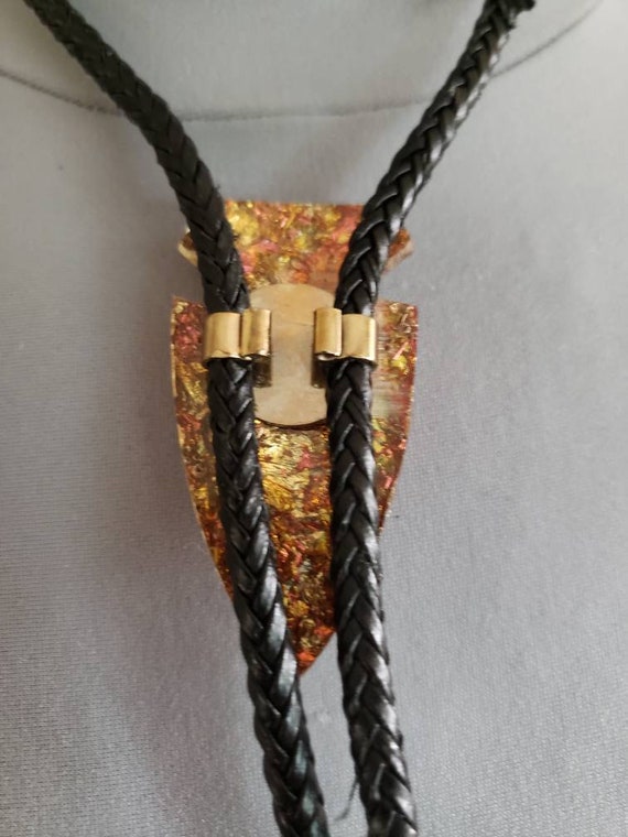 Vintage Mod Dichroic Plastic Arrowhead Bolo Tie, … - image 4