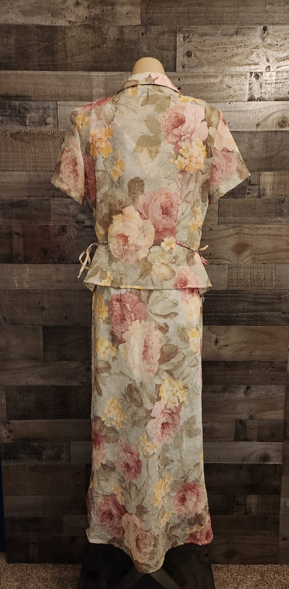 Vintage 1990's Long Rose Floral Dress with Matchi… - image 8