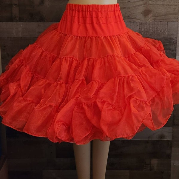 Vintage Red Tiered Ruffled Square Dance Petticoat by Partners Please | Super Full Western Half Slip | Rockabilly Slip