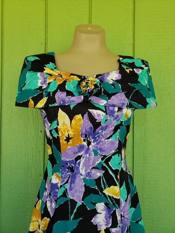 Vintage 1980's Summer Dress | Floral Summer Cockt… - image 3