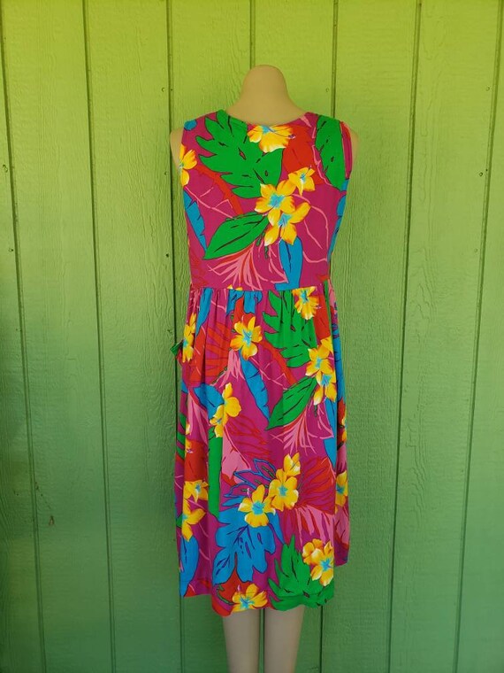 Vintage Hawaiian Print Drop Waist Tank Dress | Co… - image 6