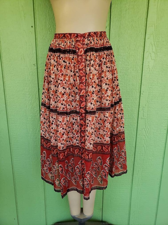 Vintage 1970's Bohemian Hippie Sheer Full Skirt, … - image 1