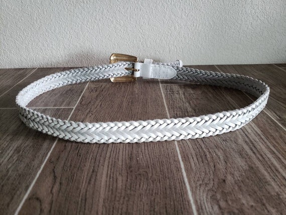 Vintage 1990's White Braided Leather Belt by Chic… - image 7