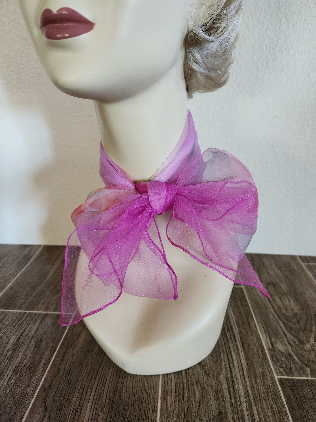 Nilon Scarf Vintage Sheer Crepe Nylon Floral Head or Neck Scarf | Muted Floral ...