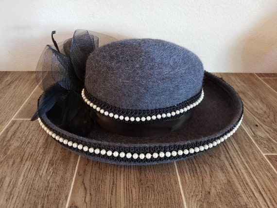 Vintage Kathy Jeanne Fedora Wool Hat Belfry Gardiner Wool Felt Fedora Hat with Grosgrain Band  main image 3