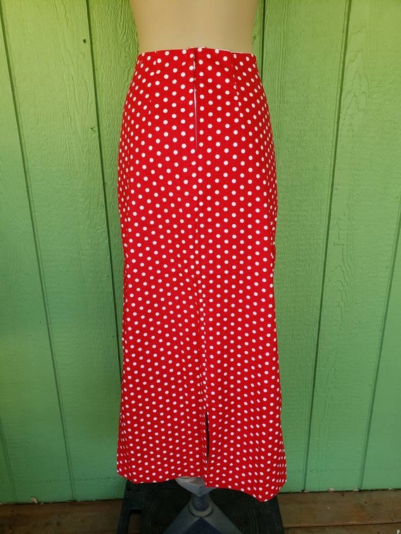 Vintage Red Polka Dot Long Straight Skirt | Handm… - image 5