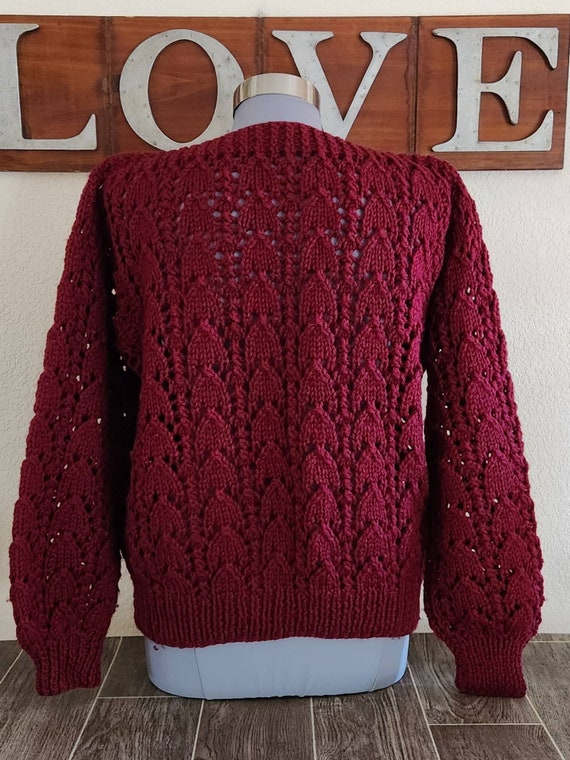 Vintage 1970's Burgundy Knit Pullover Sweater | H… - image 4