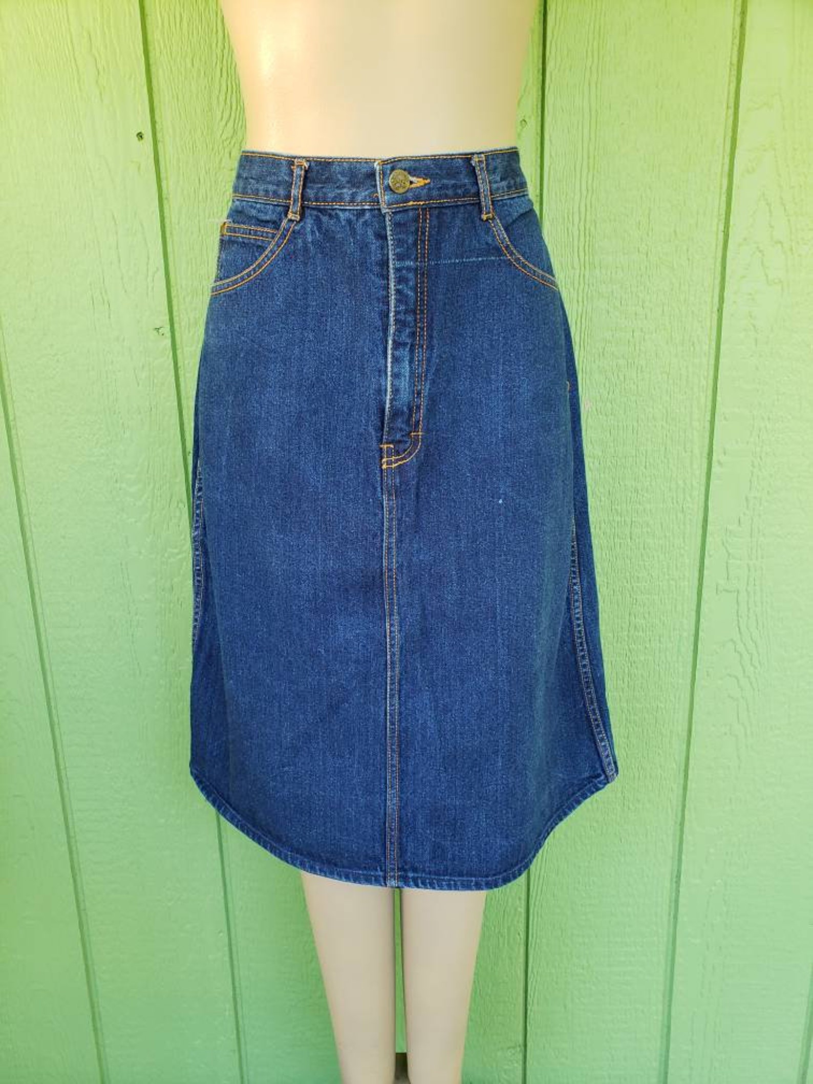 Vintage Denim Skirt by Gitano Dark Blue High Waist Denim - Etsy