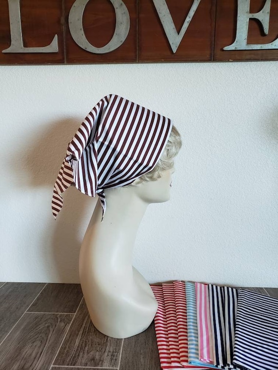 Vintage Striped Head Scarf, New Old Stock Triangu… - image 2