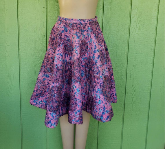 Vintage 1950's Quilted Full Circle Skirt | Purple