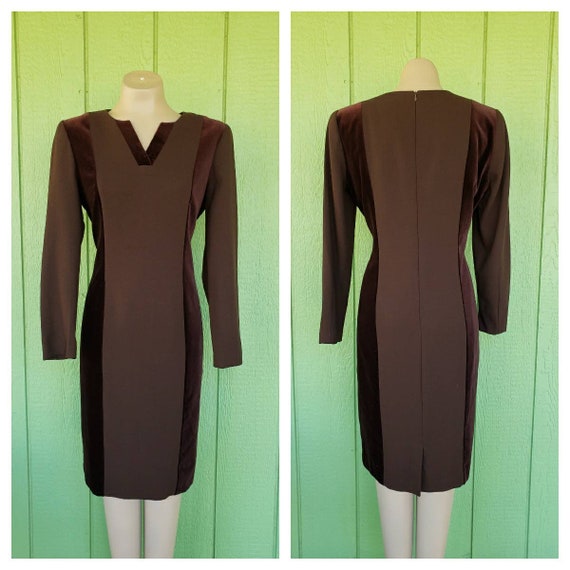 Vintage Louis Feraud Dress | Wool and Velvet Shea… - image 1