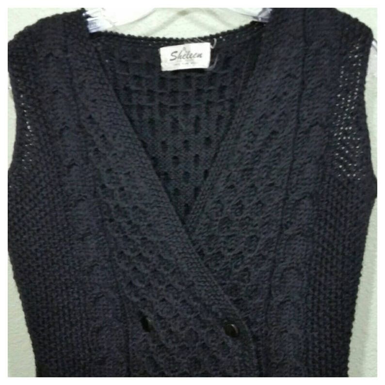 by Sheleen Vintage Crocheted Vest double breasted Crop Vest S