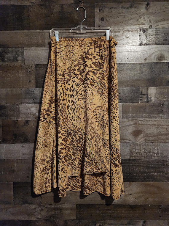 Vintage 1990's Long Full Leopard Print Skirt by Graff Wear