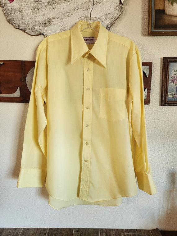 Vintage Yellow Men's Long Sleeve Shirt by Campus … - image 1