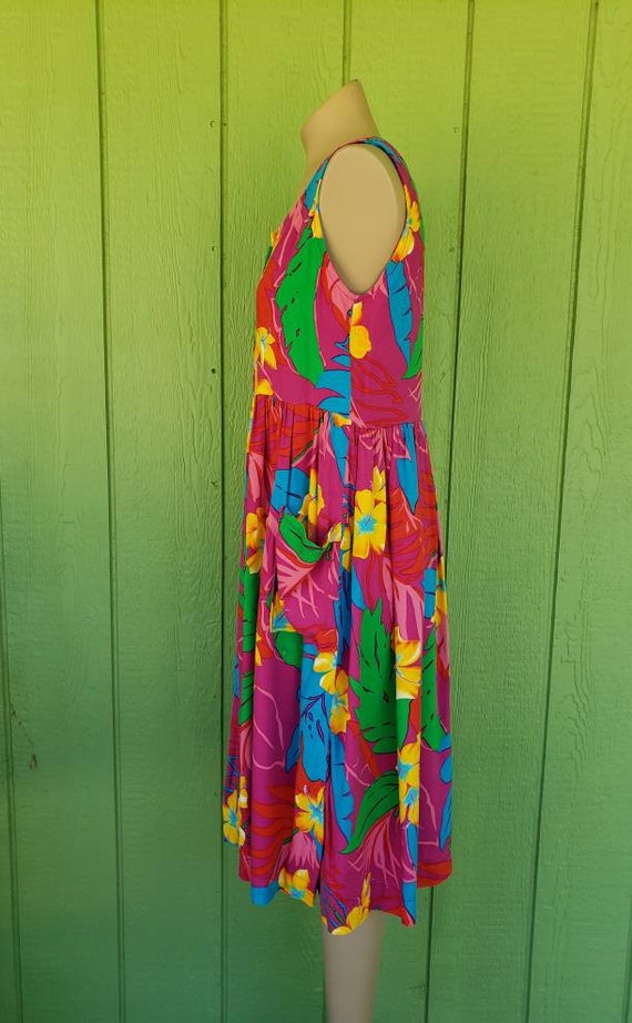 Vintage Hawaiian Print Drop Waist Tank Dress | Co… - image 3