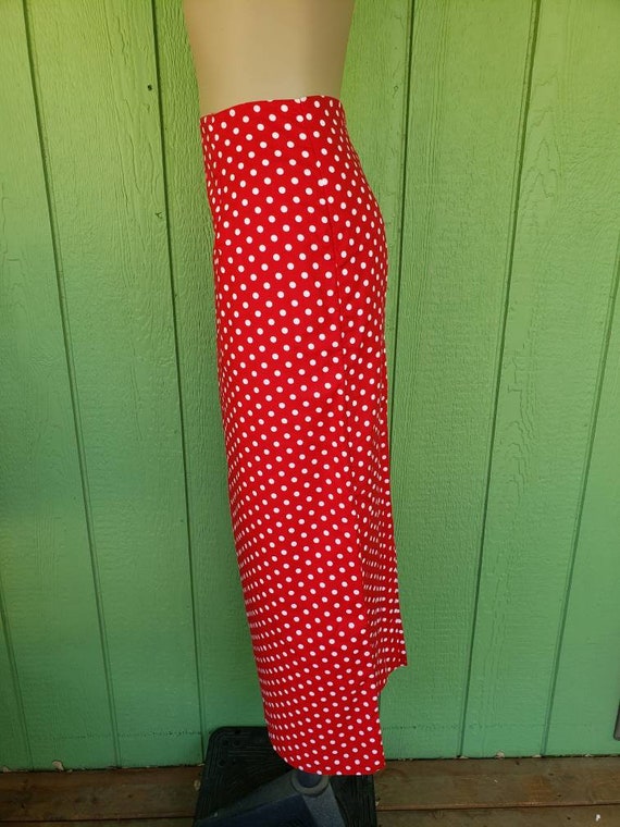 Vintage Red Polka Dot Long Straight Skirt | Handm… - image 4