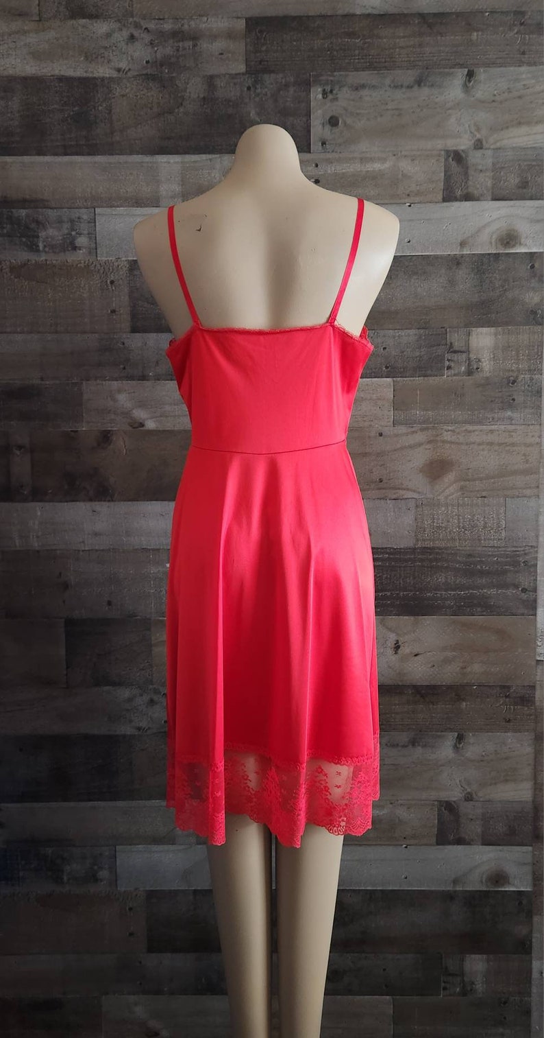 Vintage Red Nylon Full Slip With Wide Lace Trim Vanity Fair Etsy