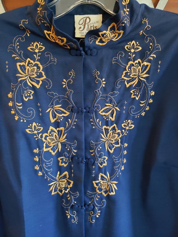 Vintage Mandarin Style Blouse | Embroidered Bohem… - image 2