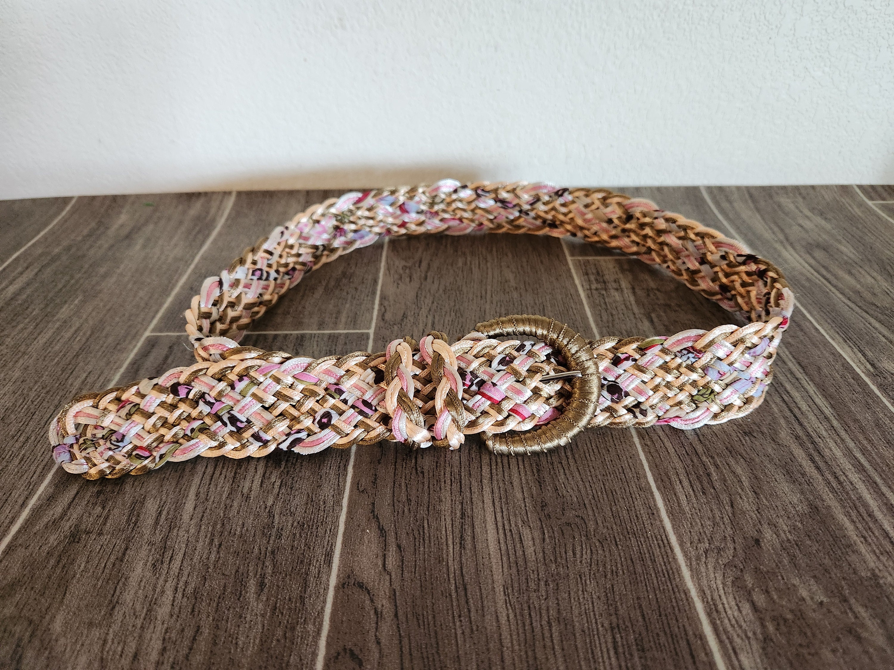 Vintage 90s Braided Leather Belt Size S Multicolor Woven Lattice 90s Braided Belt - Etsy main image 4