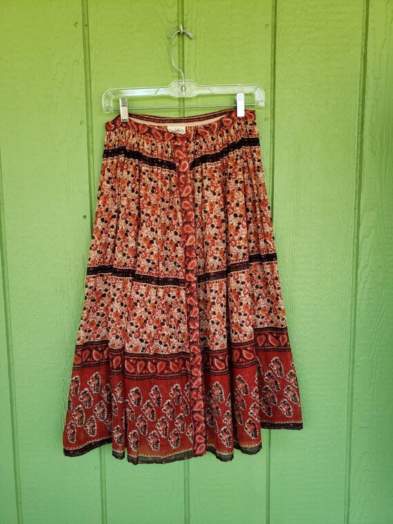 Vintage 1970's Bohemian Hippie Sheer Full Skirt, … - image 6