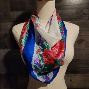 Vintage Floral Silk Scarf | Rose Floral Square | 32&quot; Square