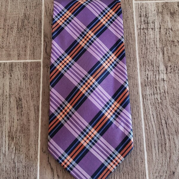 Vintage Purple Plaid Necktie by VanHeusen | Silk Plaid Men's Necktie | 4"  Wide