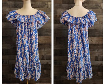 Vintage Peasant Style Hawaiian Dress by Kole Kole Hawaii | Muumuu Peasant Dress | M/L