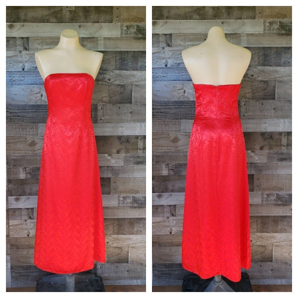 Vintage Jessica McClintock Strapless Maxi Dress | Evening Gown | Prom Dress | 32/27/36