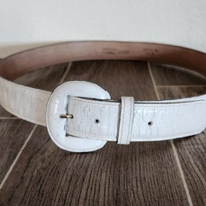 Vintage White leather woven wide southwestern Belt nautical Retro Large Western White Leather Belt Vintage - Etsy main image 4
