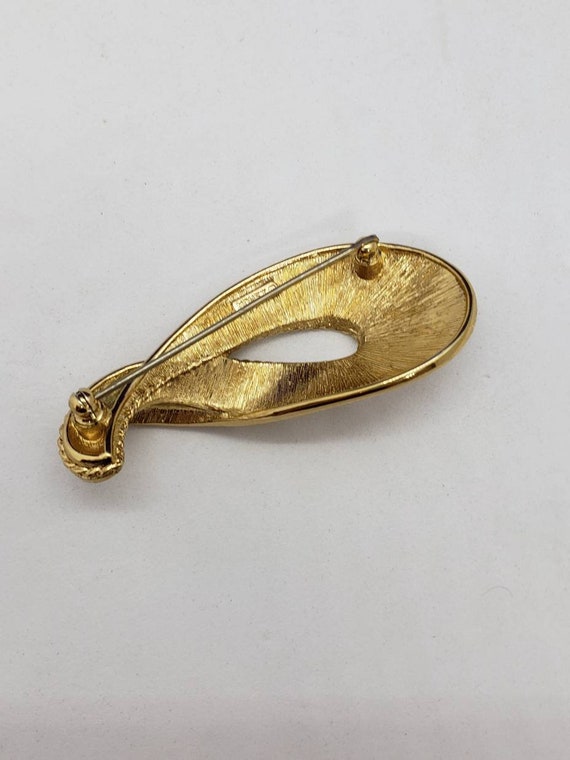 Vintage Gold Tone Paisley Shaped Brooch by Monet,… - image 4