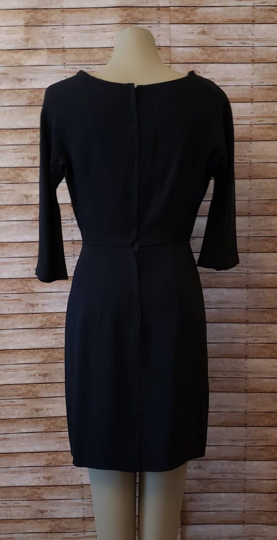 Vintage 1960's Black Fitted Rayon Cocktail Dress … - image 6