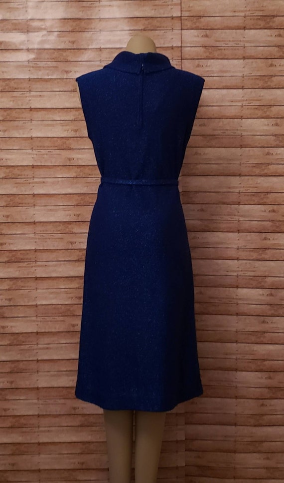 Vintage 1970's Metallic Blue Knit Dress And Jacke… - image 9