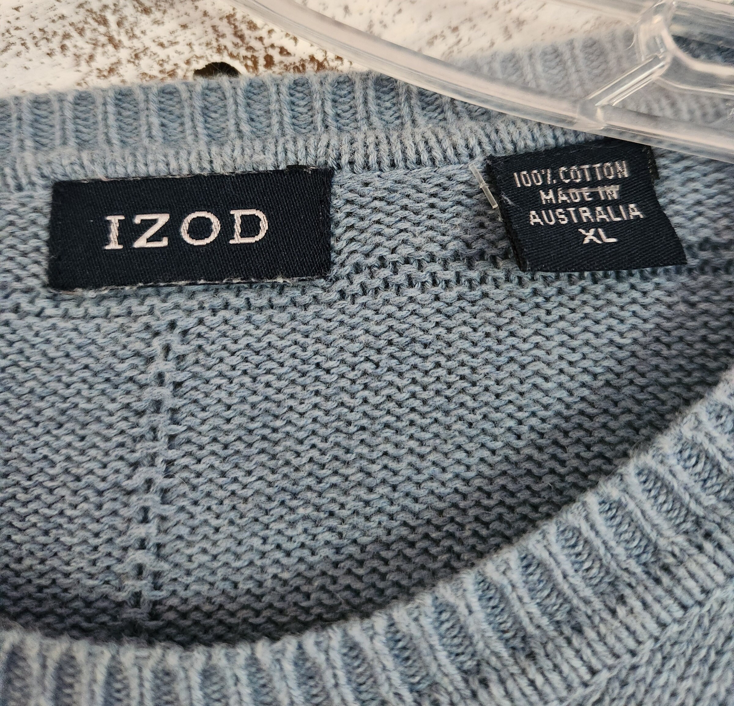 Pull Homme IZOD Gris - Taille XL - 100% Coton - Col Rond - Occasion En Très Bon état