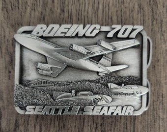 Boeing Belt Buckle - Boeing 707 and Seattle Seafair Design - 1984 Collectible Buckle