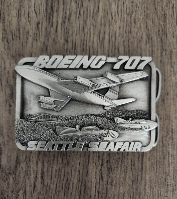 Boeing Belt Buckle - Boeing 707 and Seattle Seafa… - image 1